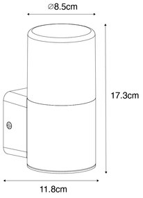 Modern kültéri fali lámpa fekete füstös búrával IP44 - Odense