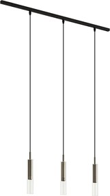 Modern fekete sínrendszer 3 függőlámpával, fegyverszürke, 1 fázisú - Slimline Loyce