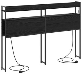 Fejtámla LED -es lámpákkal polcokkal Musta tammi 160 cm Faanyag