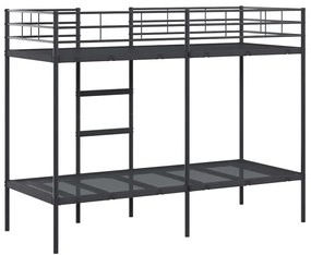 fekete acél emeletes ágy matrac nélkül 80 x 200 cm