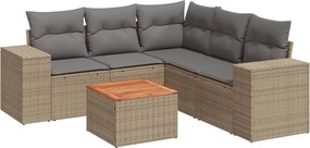 vidaXL 6 részes bézs polyrattan kerti ülőgarnitúra párnával