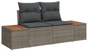 9 Darabos Kerti Dívány Szett Párnákkal Szürke Poly Rattan és Akác Fából.