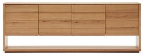 Natúr színű alacsony komód tölgyfa dekorral 200x74 cm Alguema – Kave Home