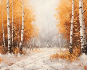 Poszter 50x40cm Őszi nyírfák