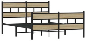 sonoma tölgy színű fém ágykeret matrac nélkül 135 x 190 cm