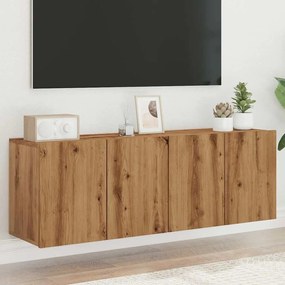 2 db kézműves tölgy falra szerelhető TV-szekrény 60x30x41 cm