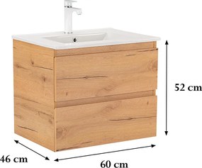 Vario Forte 60 alsó szekrény mosdóval tölgy-tölgy