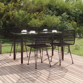 5 részes fekete polyrattan kerti étkezőgarnitúra