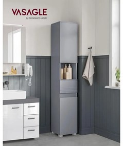 VASAGLE magas fürdőszobai szekrény 30×30×170 cm, misztikus szürke színben