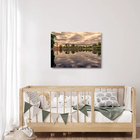 A tó és a fák képe (üvegen) (70x50 cm)