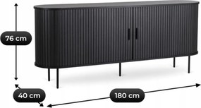 Kétajtós, tolóajtós komód 180 cm méretben, fekete színben TRISH