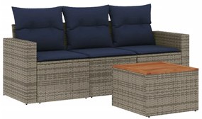 4 részes szürke polyrattan kerti ülőgarnitúra párnával