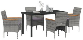 5 Darabos Kerti Étkező Szett - Szürke Poly Rattan