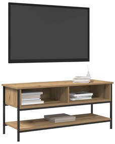 TV Szekrény Kézműves Tölgy 100x35x45 cm Műanyag és Acél