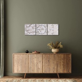 Kép - Virágok egy szürke tájon (órával) (90x30 cm)