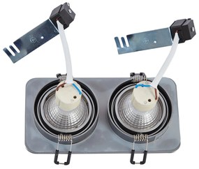 6 darabos, lekerekített, süllyesztett spotlámpa szett fegyverszürke GU10 50mm állítható IP44 2-lámpás - Alberto