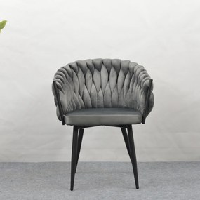 Étkezőszék, sötétszürke Velvet szövet/fekete, BLER