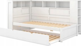 Gyerek kihúzható kanapé 90x200 cm kihúzható ágy Usb tároló Fehér