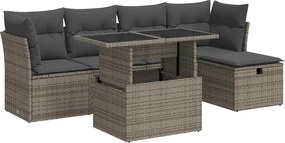 vidaXL 6 részes szürke polyrattan kerti ülőgarnitúra párnákkal