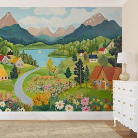 Fotótapéta - Falu a hegyekben (147x102 cm)