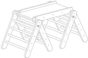 Szürke-natúr színű borovi fenyő pikler háromszög 265x61x60 cm Montessori – Meowbaby