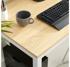 Étkező szett 1 + 4, fehér TESSA asztal 120x60 cm tölgy dekor + bézs BALI MARK szék bükkfa lábakkal