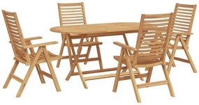 vidaXL Kert étkező szett 5 pcs Barna Tömör Teakfa