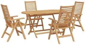vidaXL Kert étkező szett 5 pcs Barna Tömör Teakfa