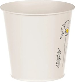 Fém virágtartó virágzó pipacs mintával krémszínű
