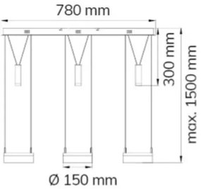 Wofi 7263.06.54.6000 - LED dimmelhető függeszték 3x7,5W + 3x1W