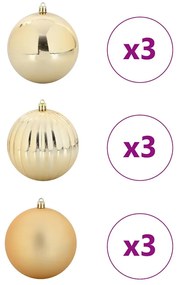 Karácsonyi Díszgömb Készlet 9 pcs Arany