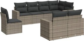 vidaXL 8 részes szürke polyrattan kerti ülőgarnitúra párnákkal