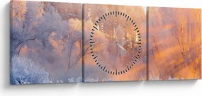 Kép - fagyos hajnal (órával) (90x30 cm)