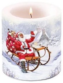 Santa on Sledge átvilágítós gyertya 8x7,5cm
