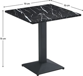 Bisztró asztal, fekete márvány/fekete, 70x70 cm, RINALDO TYP 1