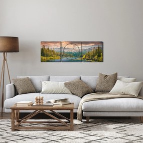 Egy kép a hegyi folyó és a hegyek (órával) (90x30 cm)