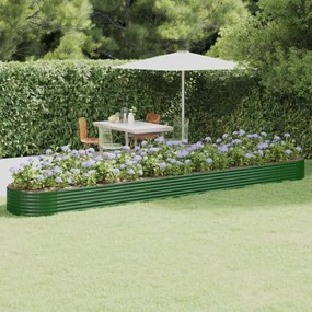 Zöld porszórt acél kerti ültetőláda 544x100x36 cm