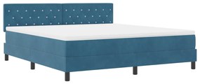 Boxspring Ágy Matrac LED-del Sötét Kék 180x200 cm Bársony