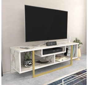 TV asztal/Szekrény Aslana 120 (fehér + arany) . 1101386