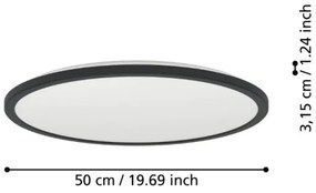 Eglo 901441-LED ROVITO fürdőszobai mennyezeti lámpa 16,8W/230V, 50 cm, IP44, fek