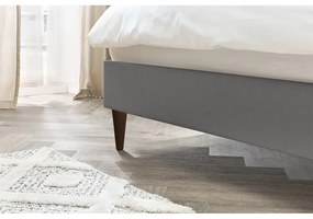 Antracitszürke kárpitozott franciaágy ágyráccsal 160x200 cm Sary – Bobochic Paris