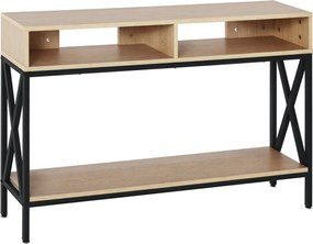 HOMCOM Tölgy-Színezett Előszobai Konzoltábla 2 Rekesszel és Polccal, 120x23.5x75 cm | Aosom