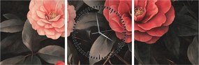 Kép - Vörös virágok sötét háttér előtt (órával) (90x30 cm)