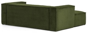 Zöld kordbársony sarokkanapé (bal oldali) Blok – Kave Home