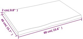 kezelt világosbarna tömör tölgyfa asztallap 60x40x2 cm