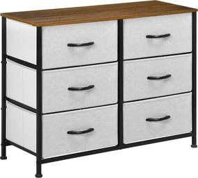 HOMCOM Fiókos Komód 6 Összecsukható Szövet Fiókkal, Fiókos Szekrény Munkafelülettel, Fogantyúval, Többfunkciós Szekrény Hintakeszülékkel, Nappaliba és