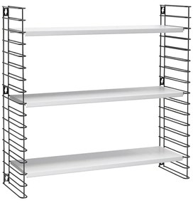 Libro háromszintes fekete polc fehér elemekkel, hossz 70 cm - Metaltex