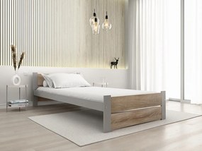 Ágy IKAROS DOUBLE 90 x 200 cm, sonoma tölgy/szürke Ágyrács: Ágyrács nélkül, Matrac: Deluxe 10 cm matrac