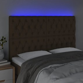 sötétbarna szövet LED-es fejtámla 160x7x118/128 cm