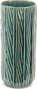 Dekorációs váza Rea 12x28 Eurofirany zöld, függőleges barázdákkal